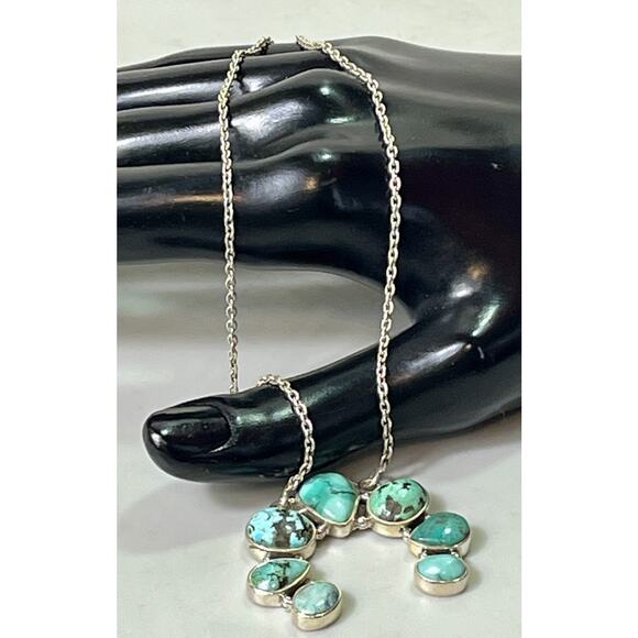 Native American Navajo Handmade Sterling Silver Turquoise Naja Necklace 21” NEW - Picture 5 of 16